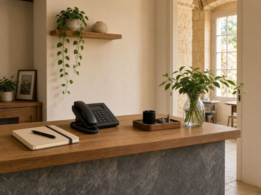 Contact desk at Studio Keenbeam in Valletta